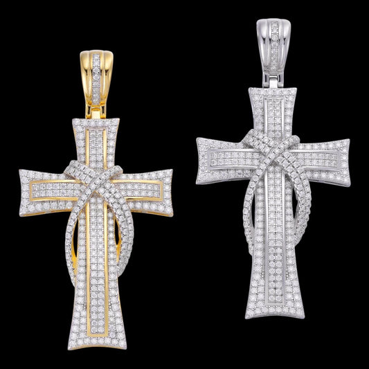 HarlemBling MOISSANITE 90s Classic Bust Down Cross - 10k Yellow Or White Gold - Medium 2"