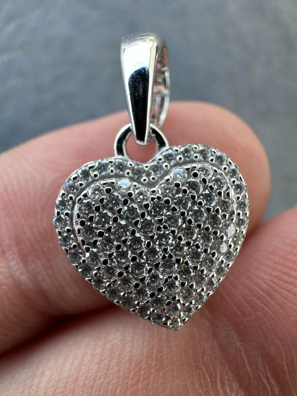 HarlemBling MOISSANITE 925 Silver Iced Small Ladies Heart Shaped Love Pendant Necklace Charm