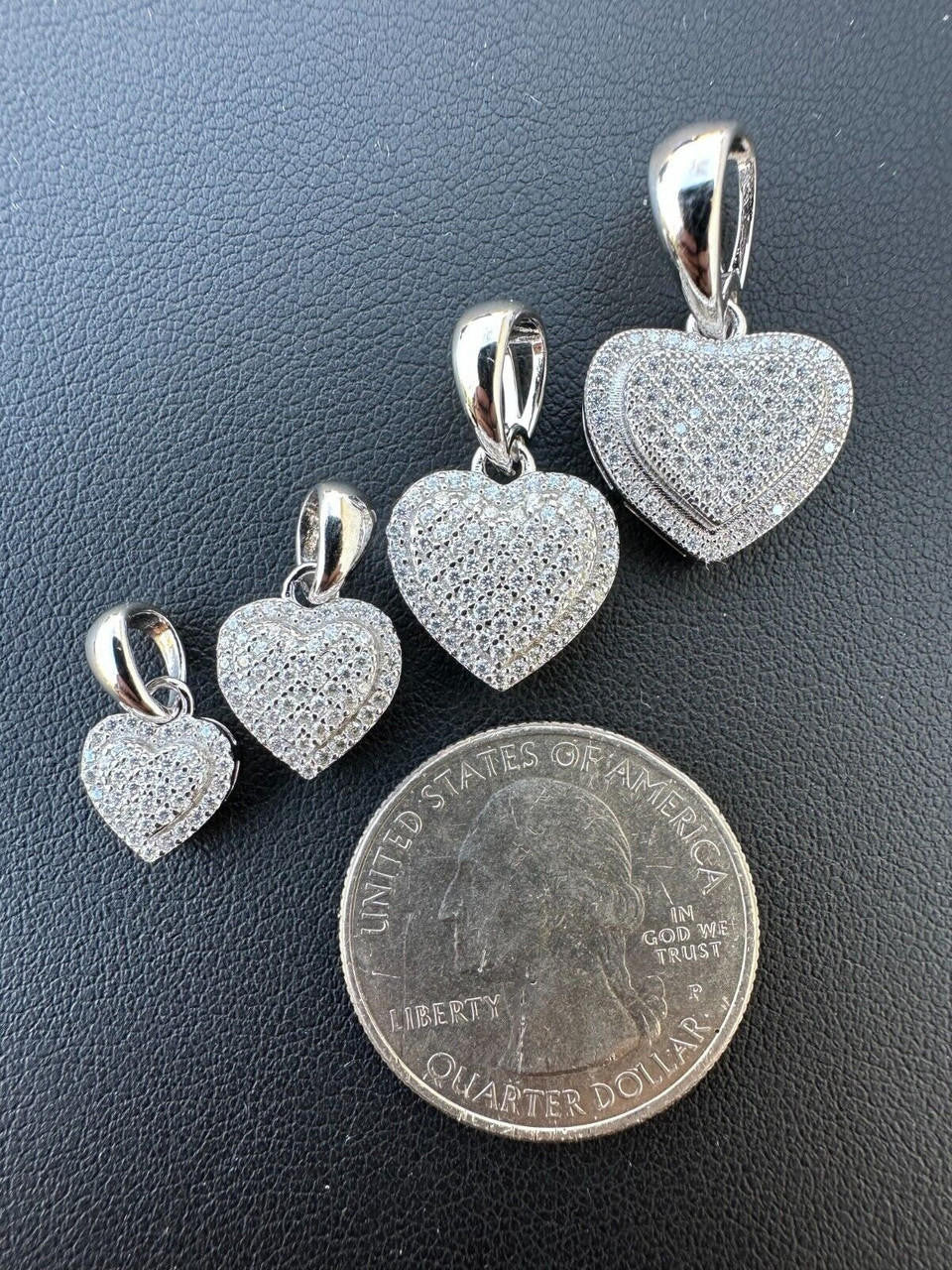 HarlemBling MOISSANITE 925 Silver Iced Small Ladies Heart Shaped Love Pendant Necklace Charm