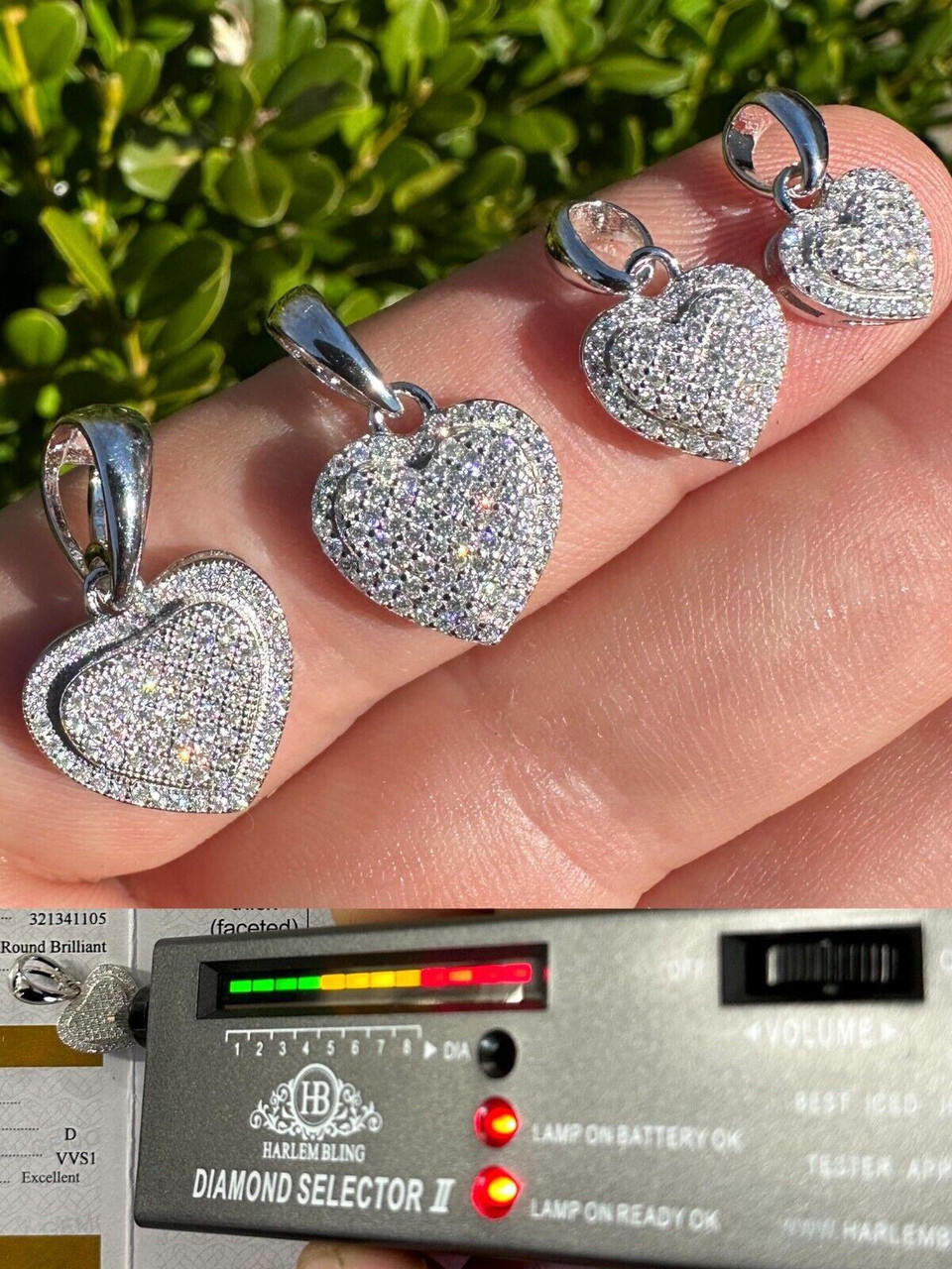 HarlemBling MOISSANITE 925 Silver Iced Small Ladies Heart Shaped Love Pendant Necklace Charm