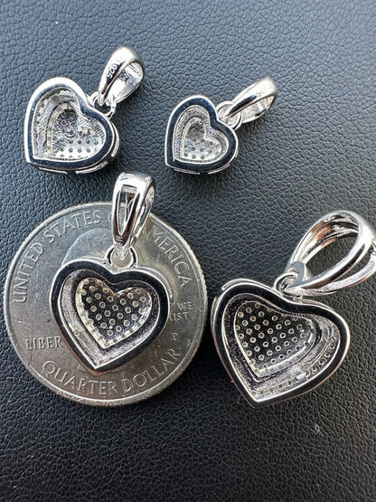 HarlemBling MOISSANITE 925 Silver Iced Small Ladies Heart Shaped Love Pendant Necklace Charm