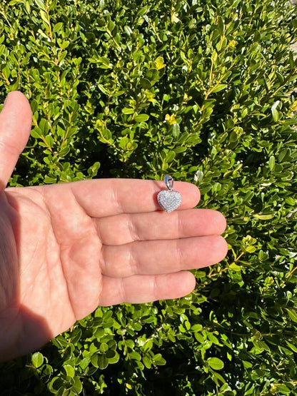 HarlemBling MOISSANITE 925 Silver Iced Small Ladies Heart Shaped Love Pendant Necklace Charm