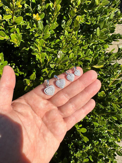 HarlemBling MOISSANITE 925 Silver Iced Small Ladies Heart Shaped Love Pendant Necklace Charm