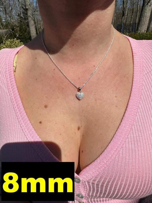 HarlemBling MOISSANITE 925 Silver Iced Small Ladies Heart Shaped Love Pendant Necklace Charm