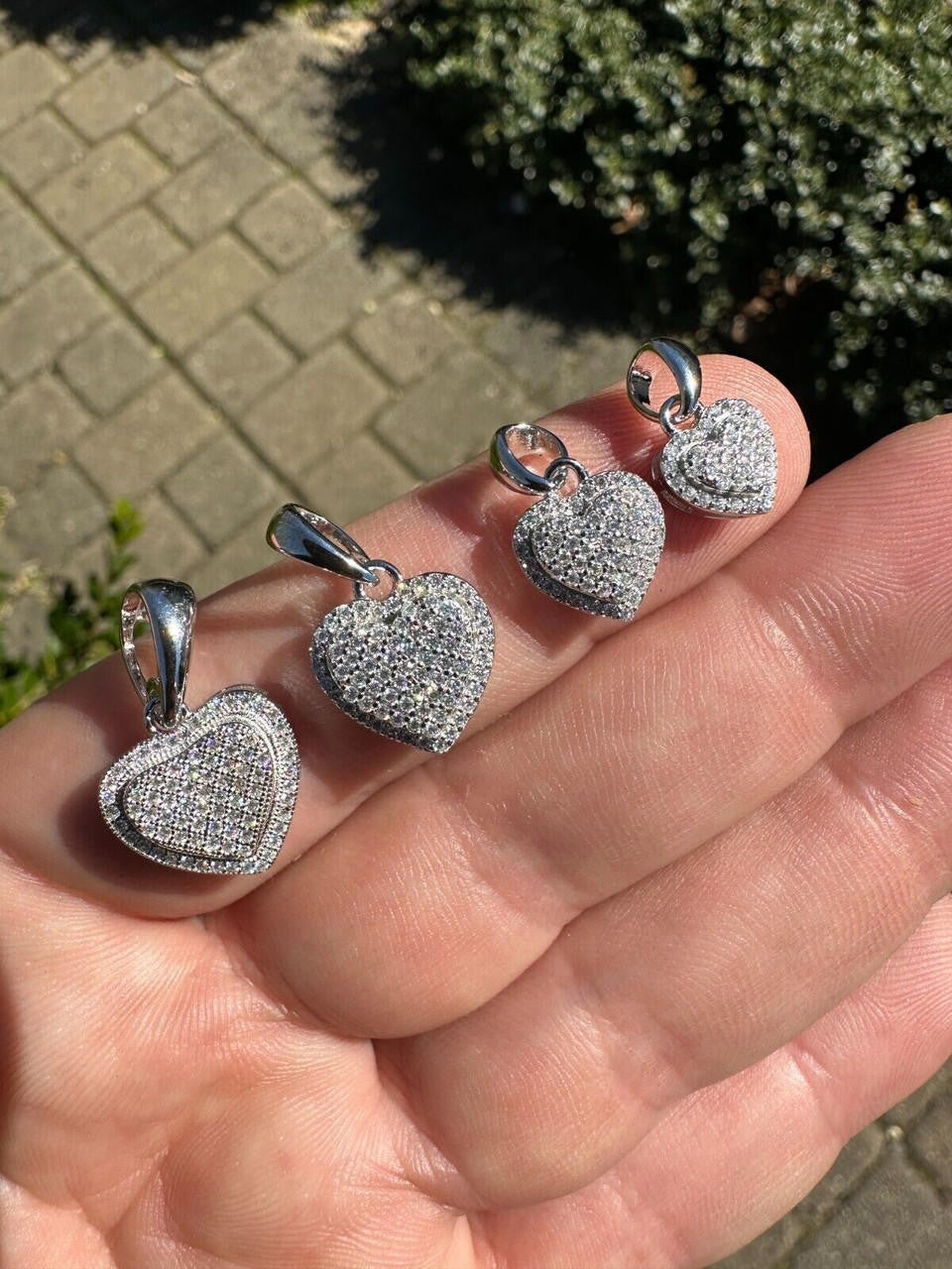 HarlemBling MOISSANITE 925 Silver Iced Small Ladies Heart Shaped Love Pendant Necklace Charm