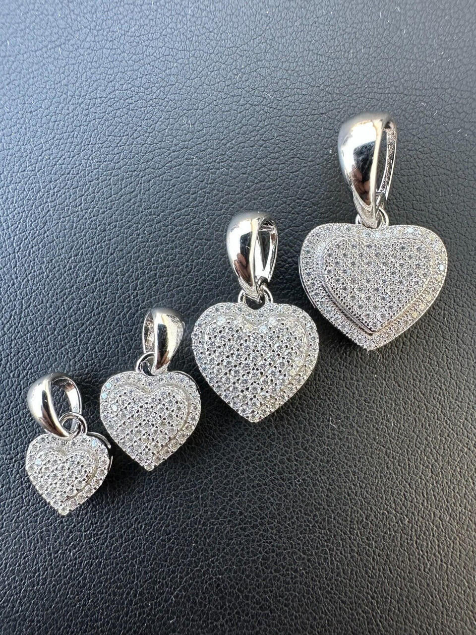 HarlemBling MOISSANITE 925 Silver Iced Small Ladies Heart Shaped Love Pendant Necklace Charm