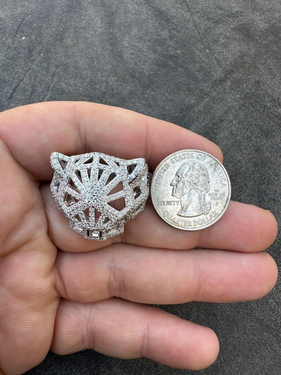 HarlemBling MOISSANITE & Emerald Geometric Panther Iced Hip Hop Ring Real Solid 925 Silver