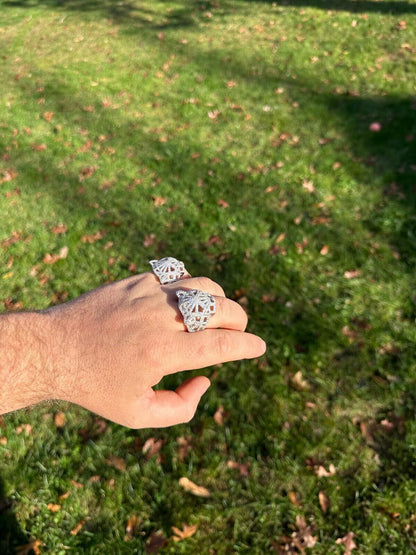 HarlemBling MOISSANITE & Emerald Geometric Panther Iced Hip Hop Ring Real Solid 925 Silver