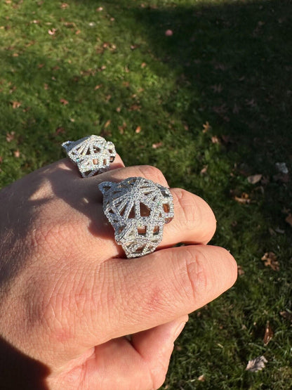 HarlemBling MOISSANITE & Emerald Geometric Panther Iced Hip Hop Ring Real Solid 925 Silver