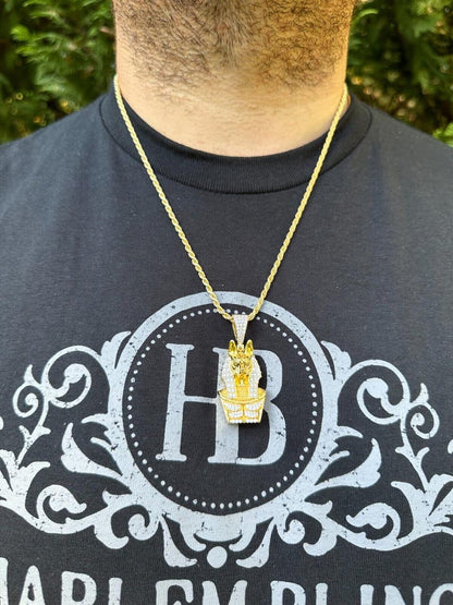 HarlemBling MOISSANITE Anubis Ancient Egyptian Pendant - 14k Gold Vermeil Or 925 Silver - Medium 2"