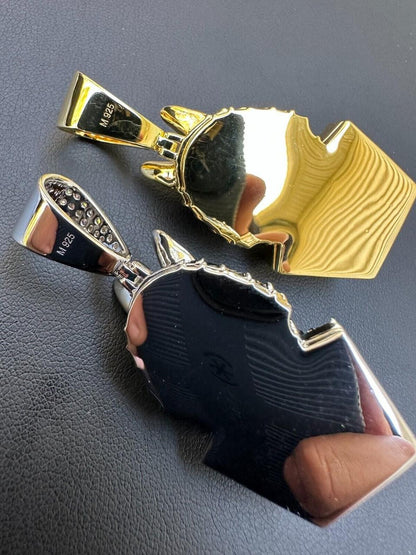 HarlemBling MOISSANITE Anubis Ancient Egyptian Pendant - 14k Gold Vermeil Or 925 Silver - Medium 2"