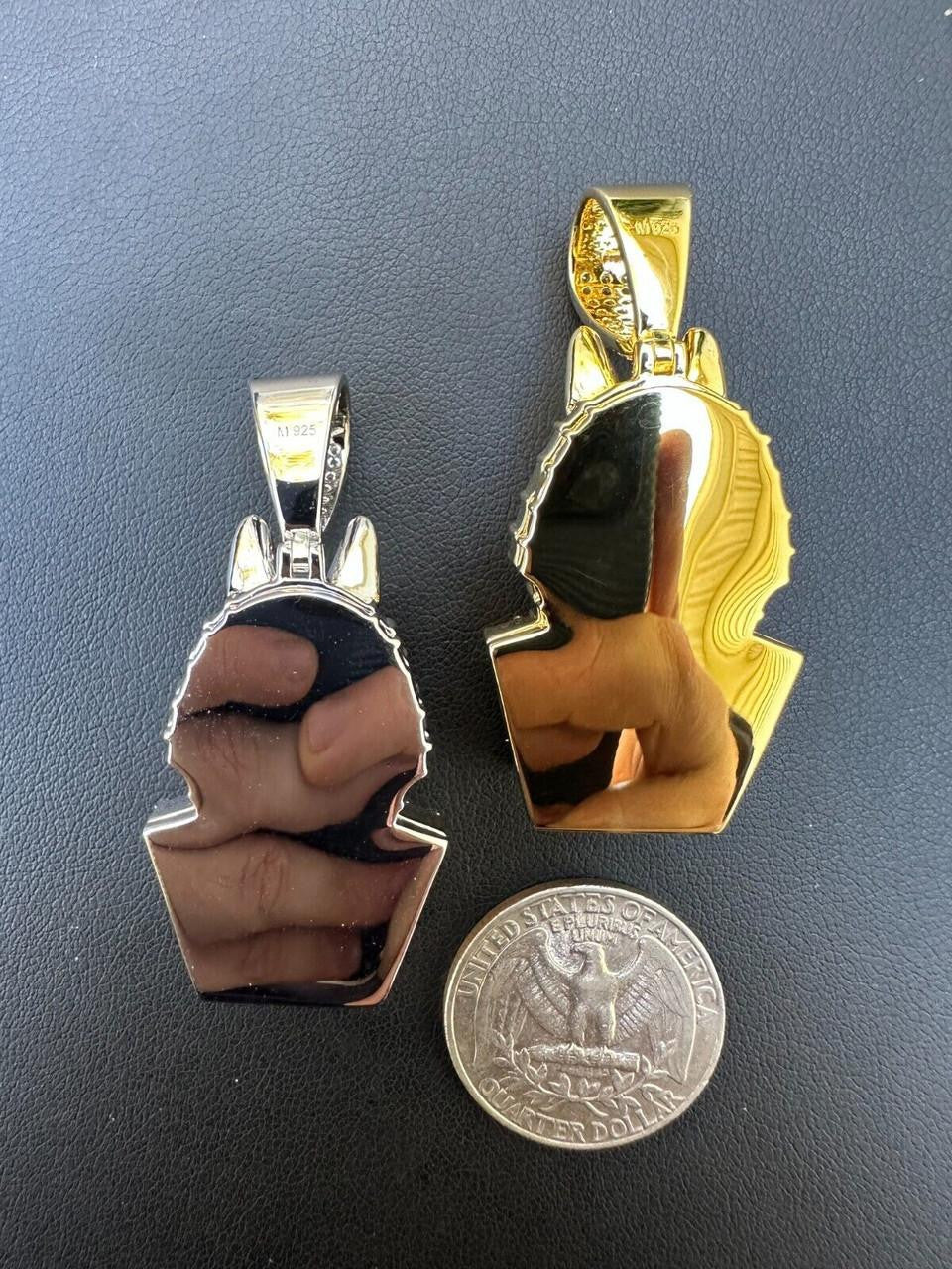 HarlemBling MOISSANITE Anubis Ancient Egyptian Pendant - 14k Gold Vermeil Or 925 Silver - Medium 2"