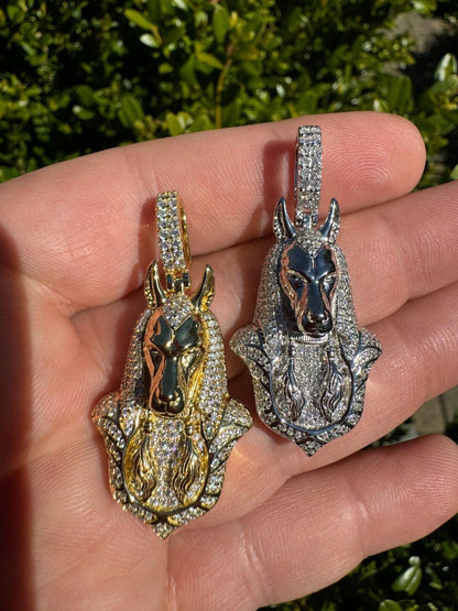 HarlemBling MOISSANITE Anubis Pendant Real 925 Silver / Gold Iced Hip Hop Egyptian Necklace