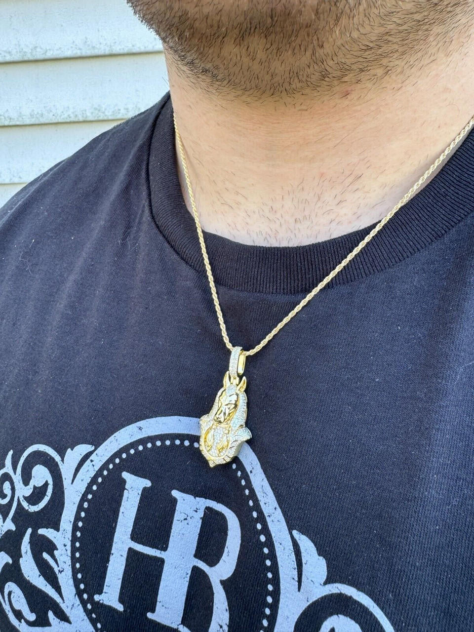 HarlemBling MOISSANITE Anubis Pendant Real 925 Silver / Gold Iced Hip Hop Egyptian Necklace