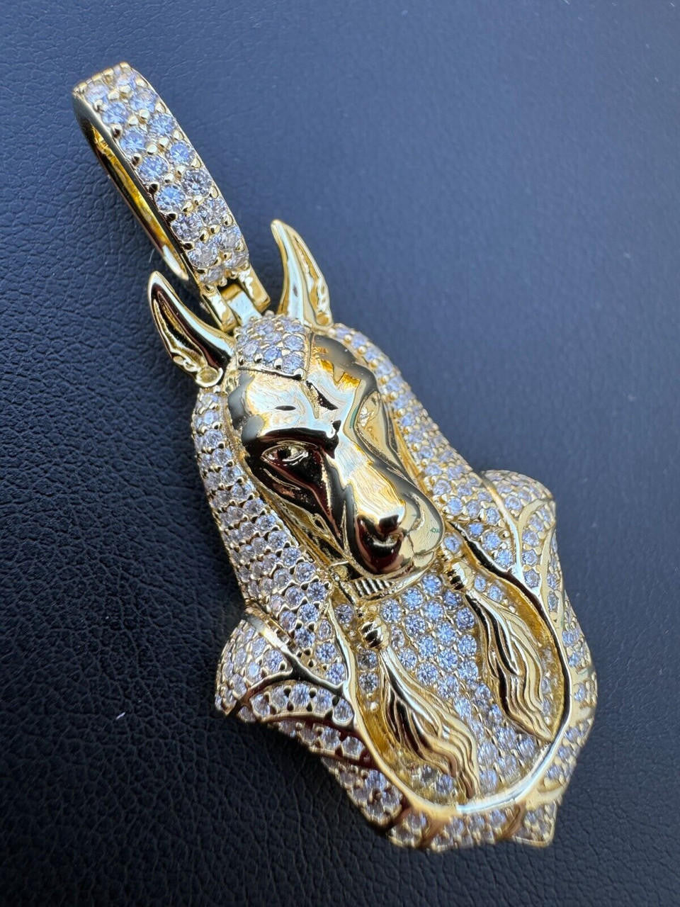 HarlemBling MOISSANITE Anubis Pendant Real 925 Silver / Gold Iced Hip Hop Egyptian Necklace