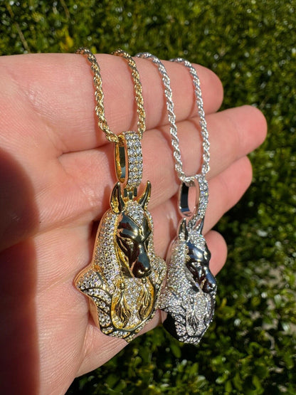 HarlemBling MOISSANITE Anubis Pendant Real 925 Silver / Gold Iced Hip Hop Egyptian Necklace