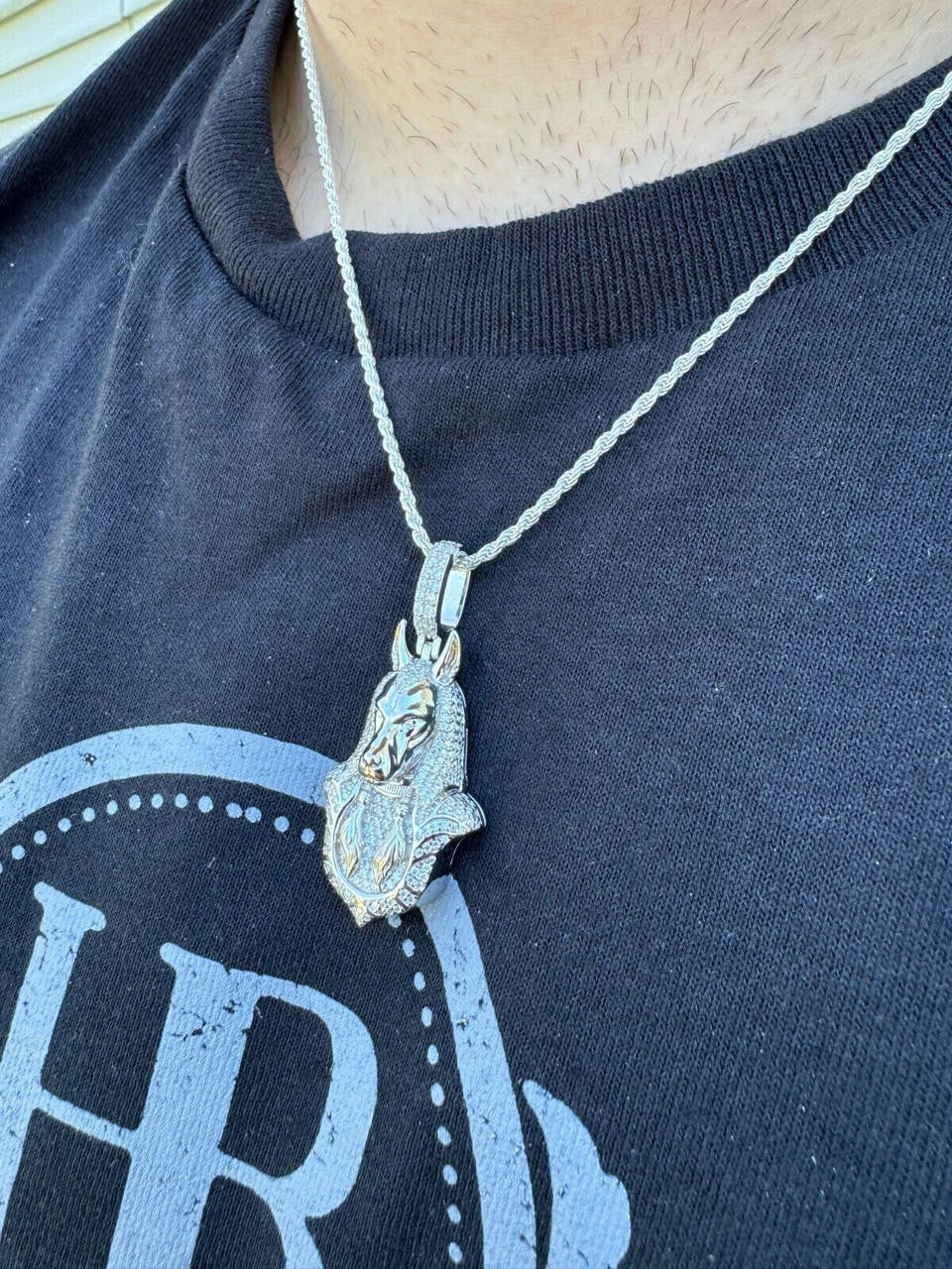 HarlemBling MOISSANITE Anubis Pendant Real 925 Silver / Gold Iced Hip Hop Egyptian Necklace