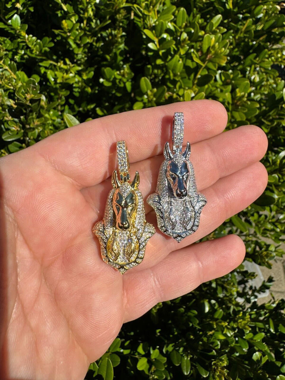 HarlemBling MOISSANITE Anubis Pendant Real 925 Silver / Gold Iced Hip Hop Egyptian Necklace