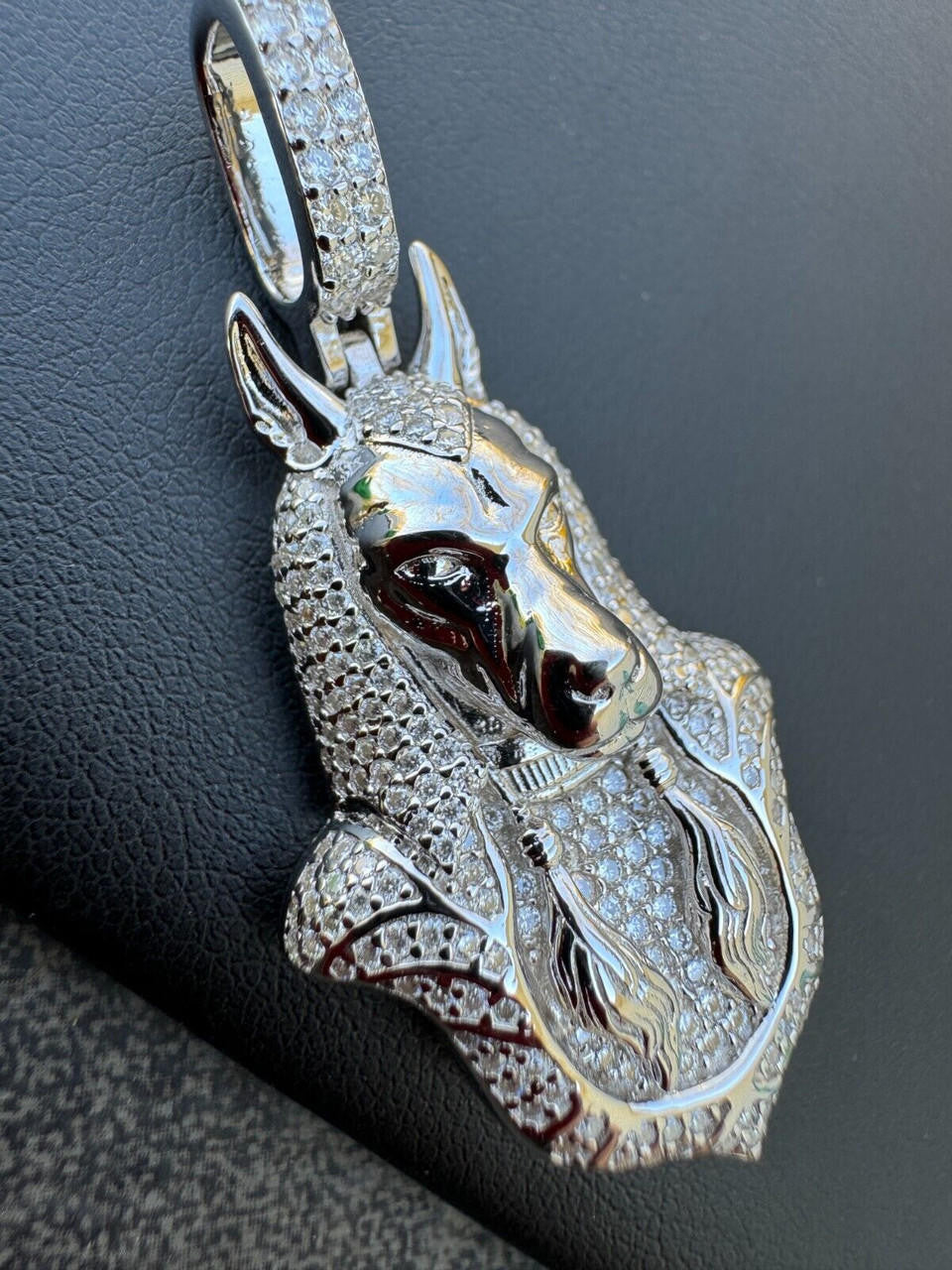 HarlemBling MOISSANITE Anubis Pendant Real 925 Silver / Gold Iced Hip Hop Egyptian Necklace