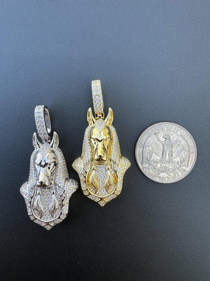 HarlemBling MOISSANITE Anubis Pendant Real 925 Silver / Gold Iced Hip Hop Egyptian Necklace