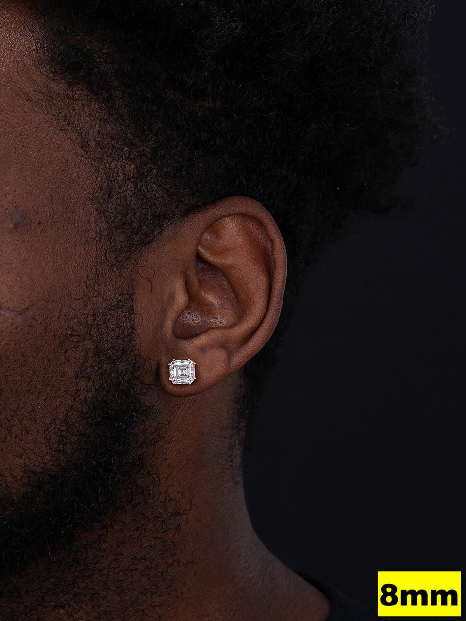 HarlemBling MOISSANITE Asscher Cut Square Solitaire Stud Earrings - 14k Gold Vermeil 925 Silver - 4mm-8mm - 0.7-6ct