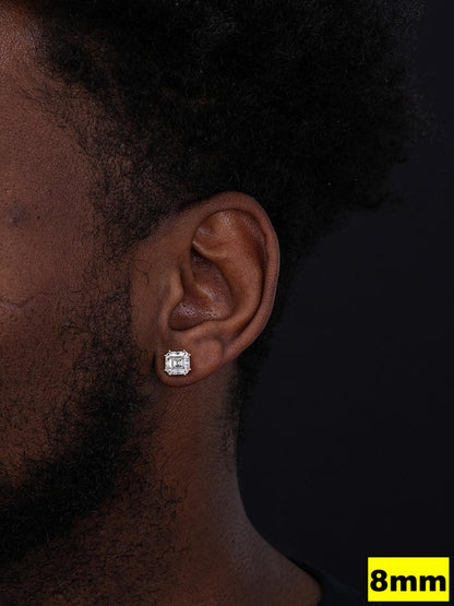 HarlemBling MOISSANITE Asscher Cut Square Solitaire Stud Earrings - 14k Gold Vermeil 925 Silver - 4mm-8mm - 0.7-6ct