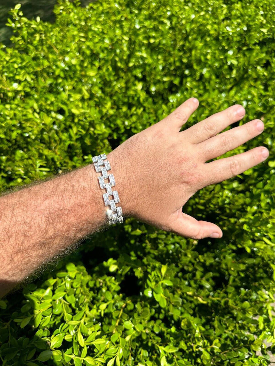 HarlemBling MOISSANITE Baguette 14mm Mens Iced Panther Link Presidential Bracelet Hip Hop