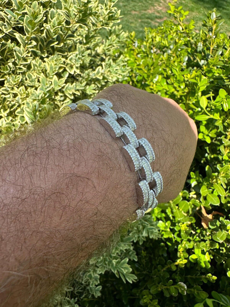 HarlemBling MOISSANITE Baguette 14mm Mens Iced Panther Link Presidential Bracelet Hip Hop