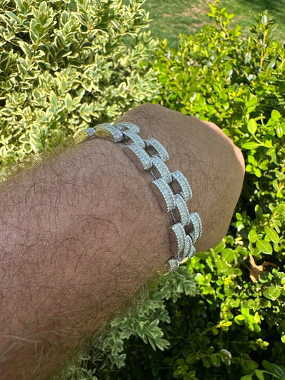 HarlemBling MOISSANITE Baguette 14mm Mens Iced Panther Link Presidential Bracelet Hip Hop