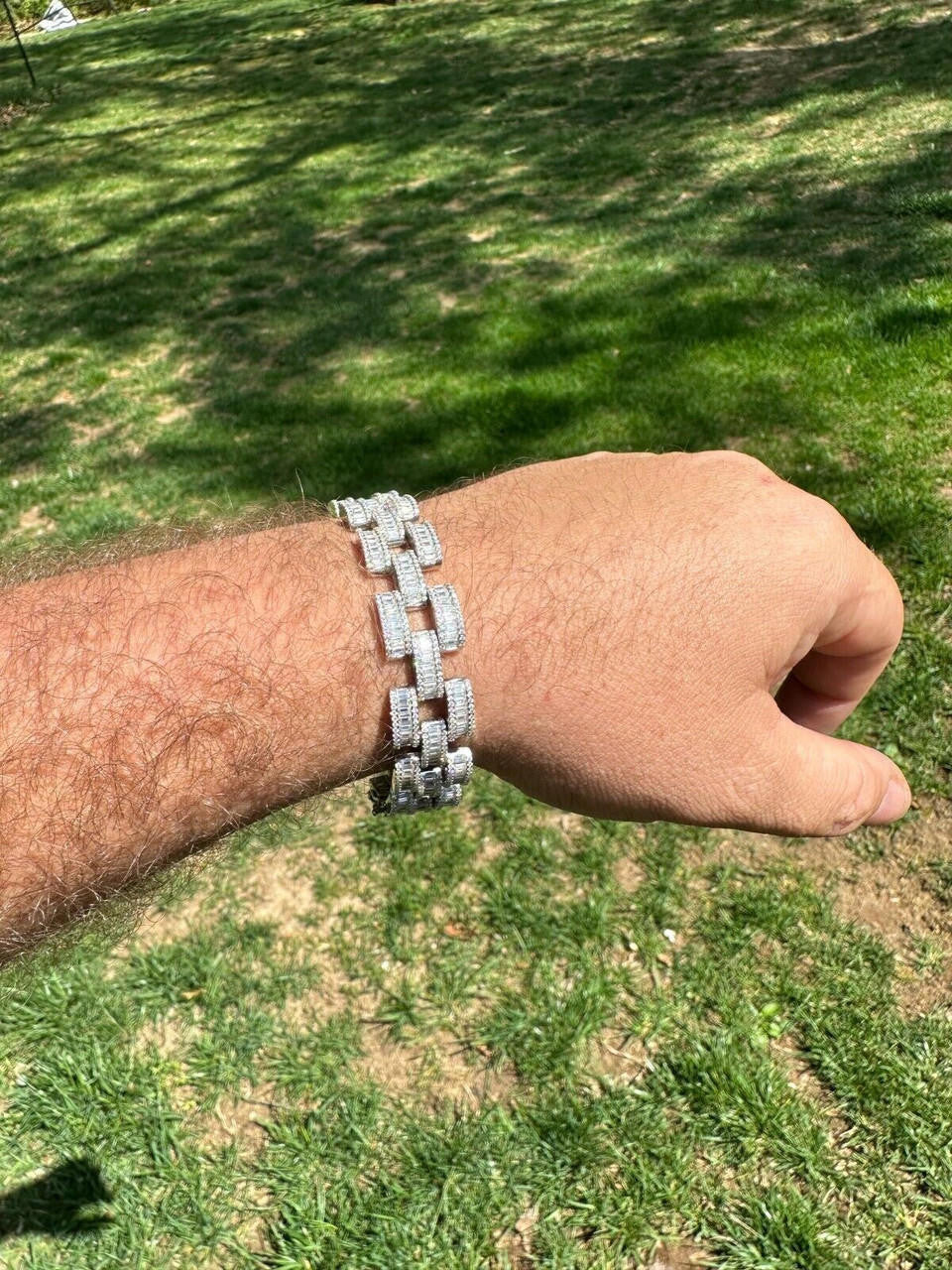 HarlemBling MOISSANITE Baguette 14mm Mens Iced Panther Link Presidential Bracelet Hip Hop