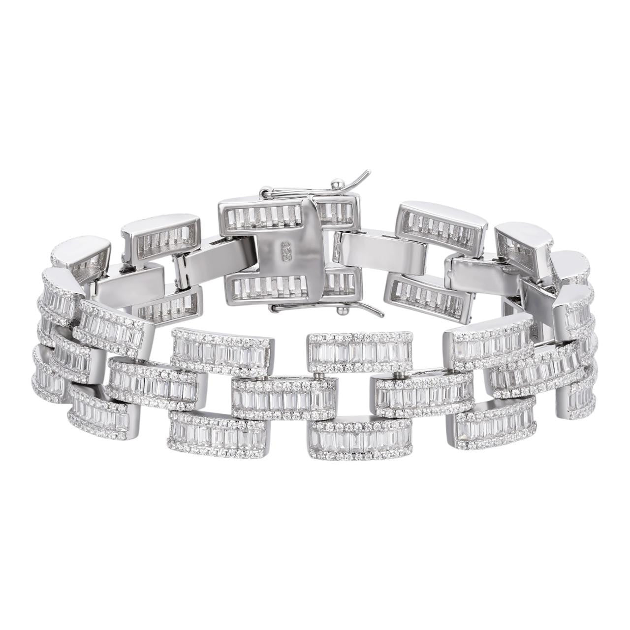 HarlemBling MOISSANITE Baguette 14mm Mens Iced Panther Link Presidential Bracelet Hip Hop