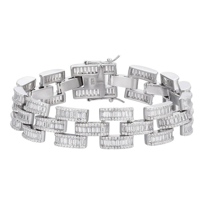 HarlemBling MOISSANITE Baguette 14mm Mens Iced Panther Link Presidential Bracelet Hip Hop
