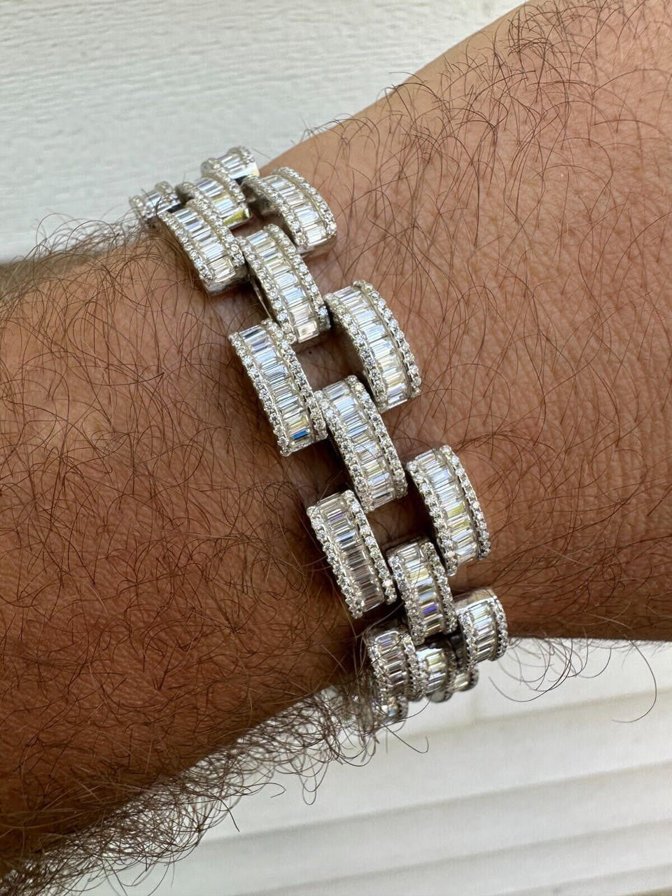 HarlemBling MOISSANITE Baguette 14mm Mens Iced Panther Link Presidential Bracelet Hip Hop