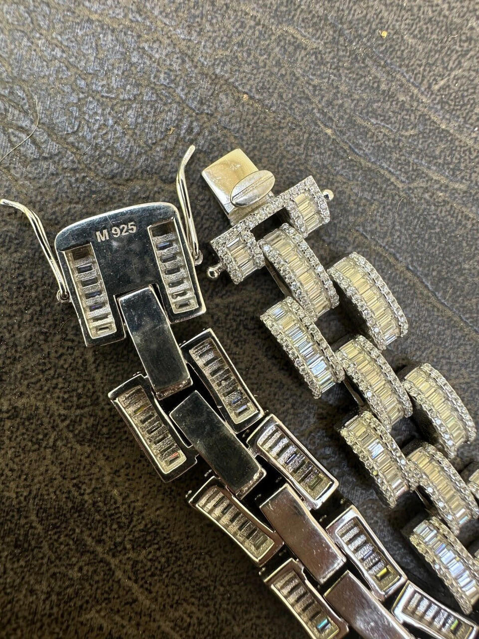 HarlemBling MOISSANITE Baguette 14mm Mens Iced Panther Link Presidential Bracelet Hip Hop