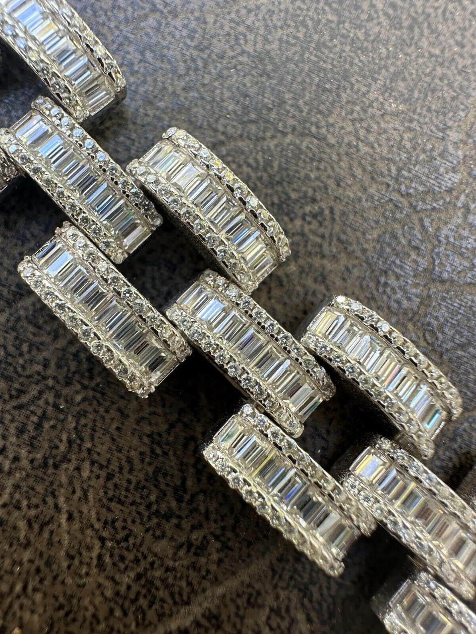 HarlemBling MOISSANITE Baguette 14mm Mens Iced Panther Link Presidential Bracelet Hip Hop