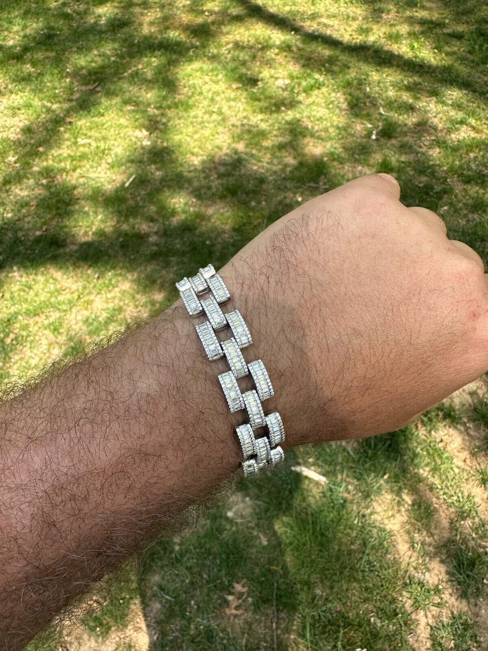 HarlemBling MOISSANITE Baguette 14mm Mens Iced Panther Link Presidential Bracelet Hip Hop