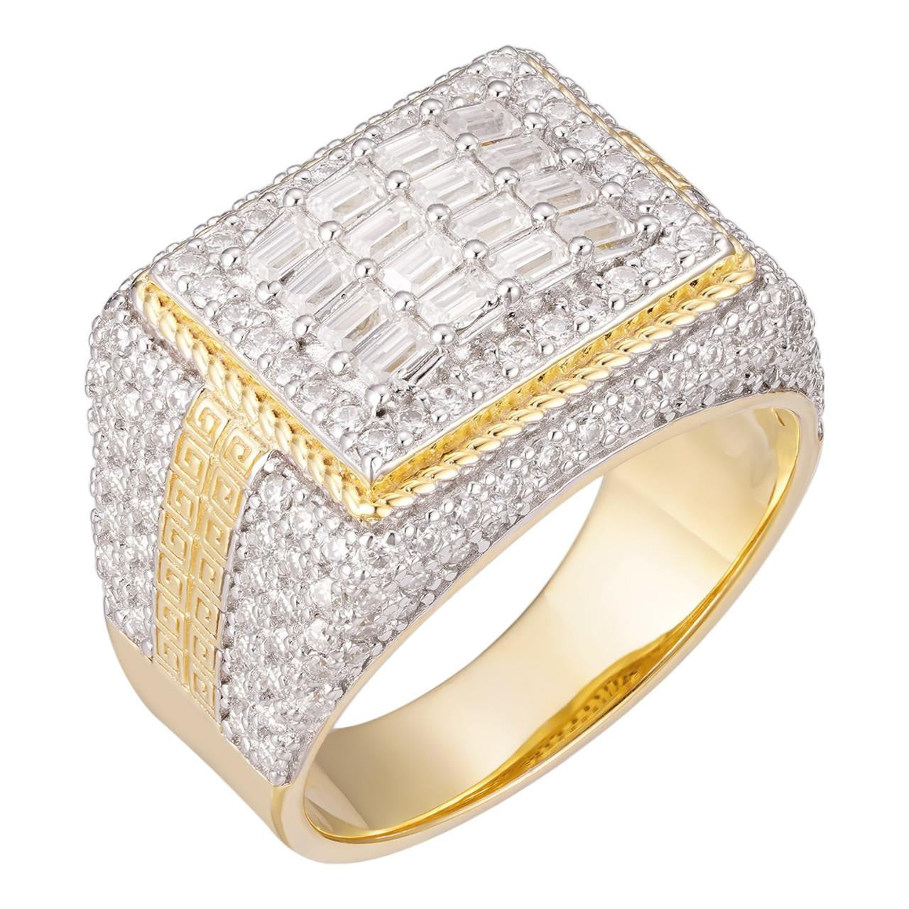 HarlemBling MOISSANITE Baguette Classic Iced Out Ring - 14k Gold Vermeil 925 Silver