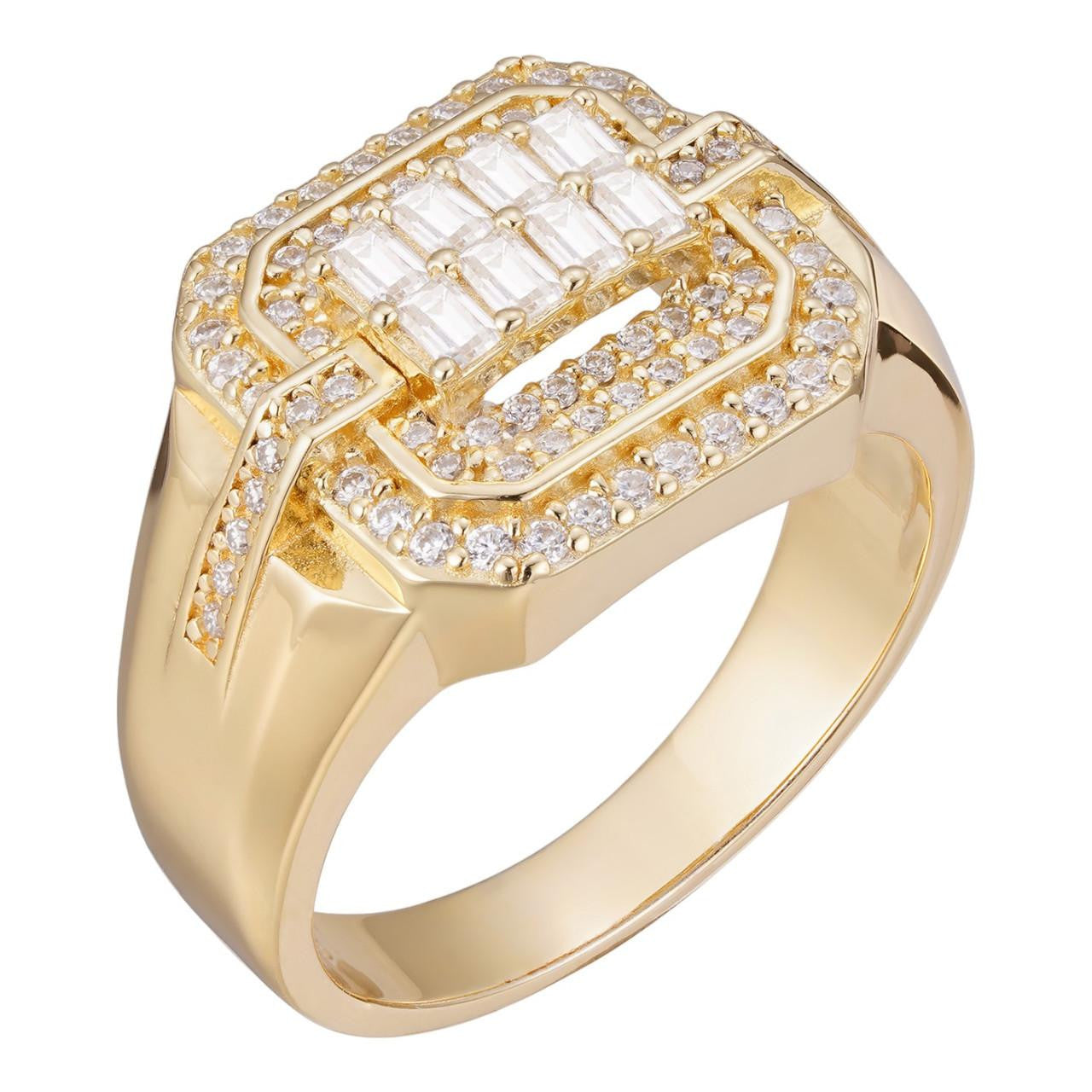 HarlemBling MOISSANITE Baguette Dope Boy Iced Out Ring - 14k Gold Vermeil 925 Silver