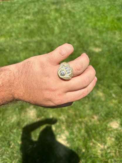 HarlemBling MOISSANITE Baguette Hamsa Ring Mens 14k Gold Plated Solid 925 Silver Iced HipHop