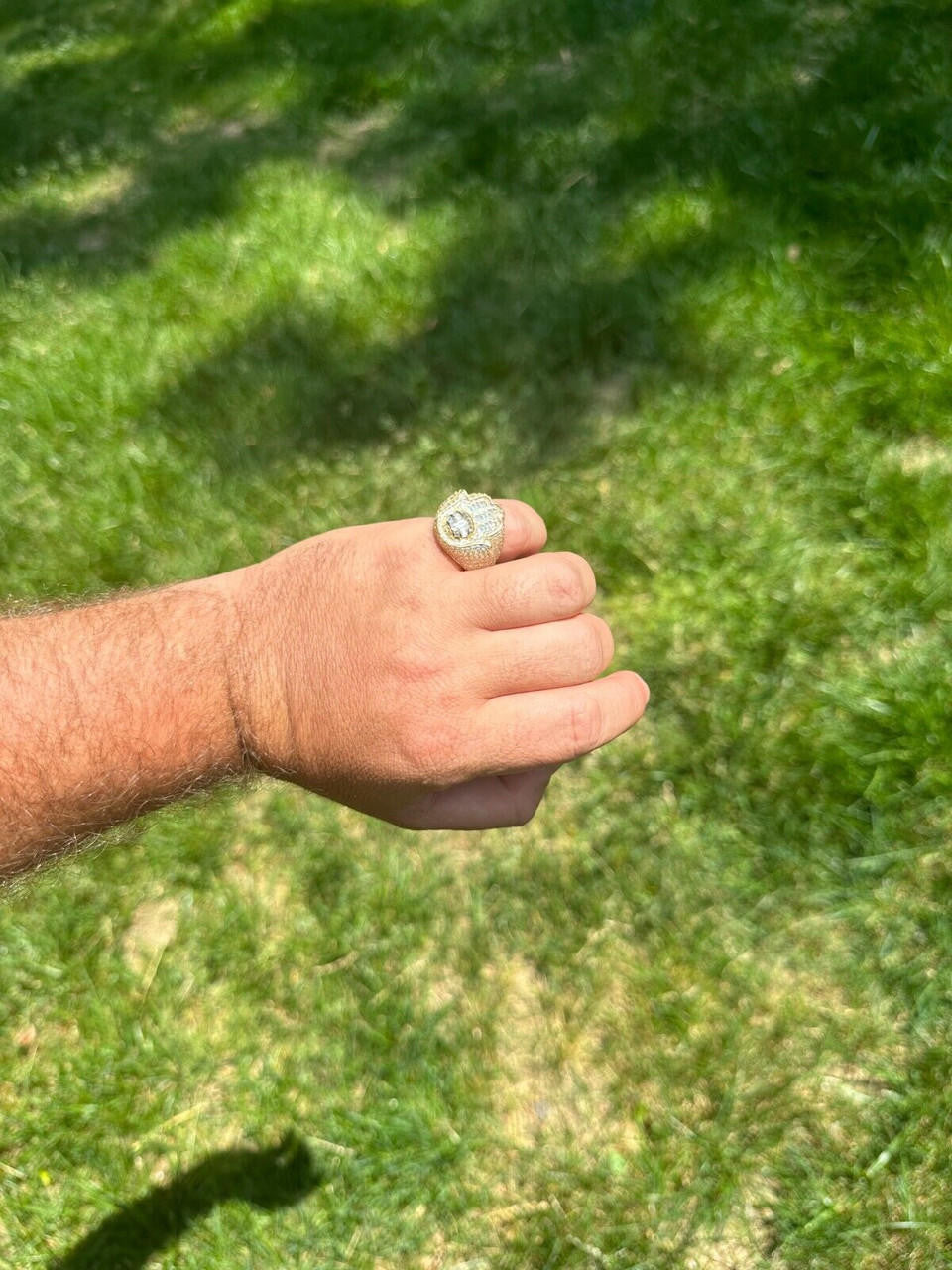 HarlemBling MOISSANITE Baguette Hamsa Ring Mens 14k Gold Plated Solid 925 Silver Iced HipHop