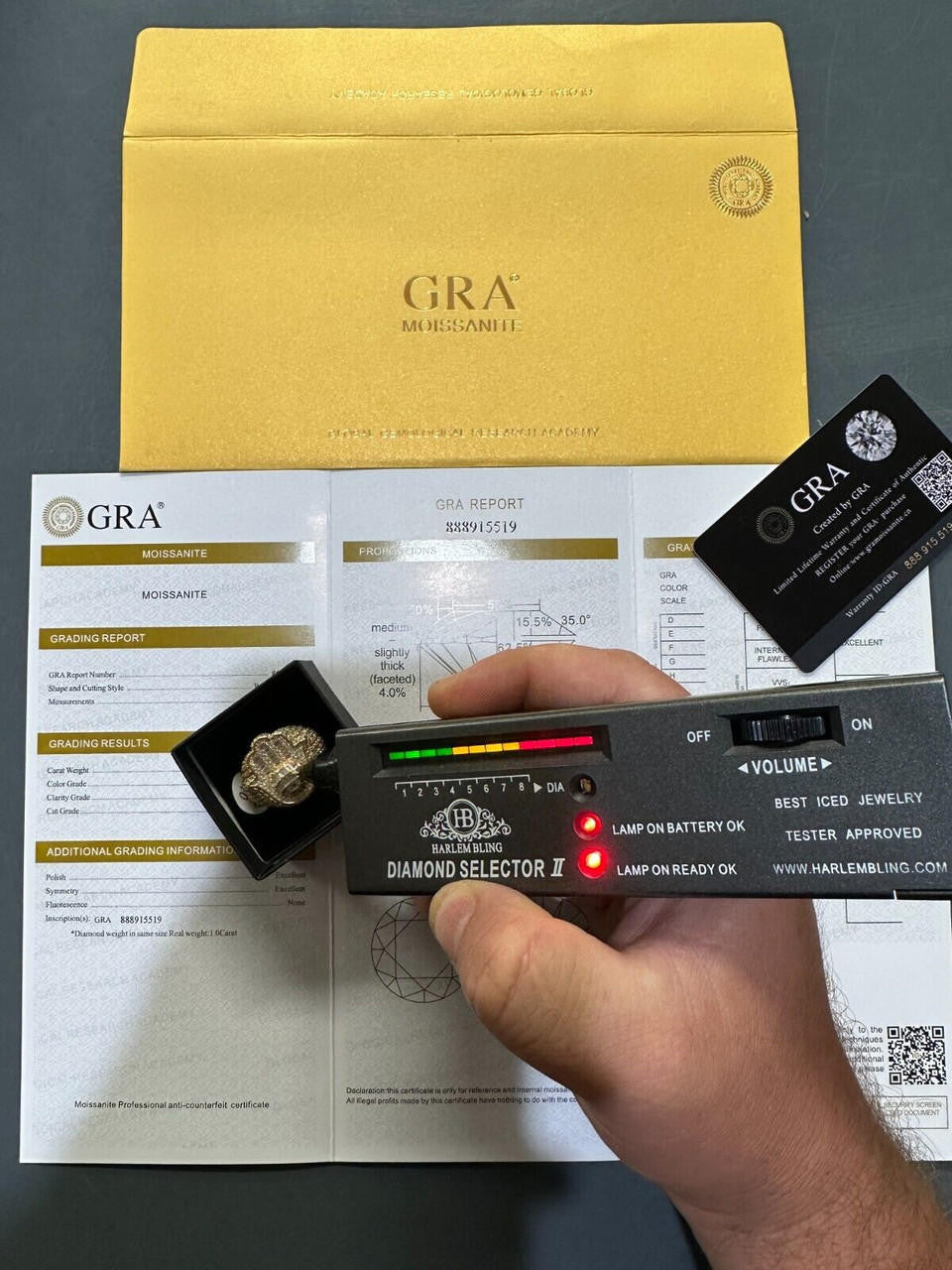 HarlemBling MOISSANITE Baguette Hamsa Ring Mens 14k Gold Plated Solid 925 Silver Iced HipHop