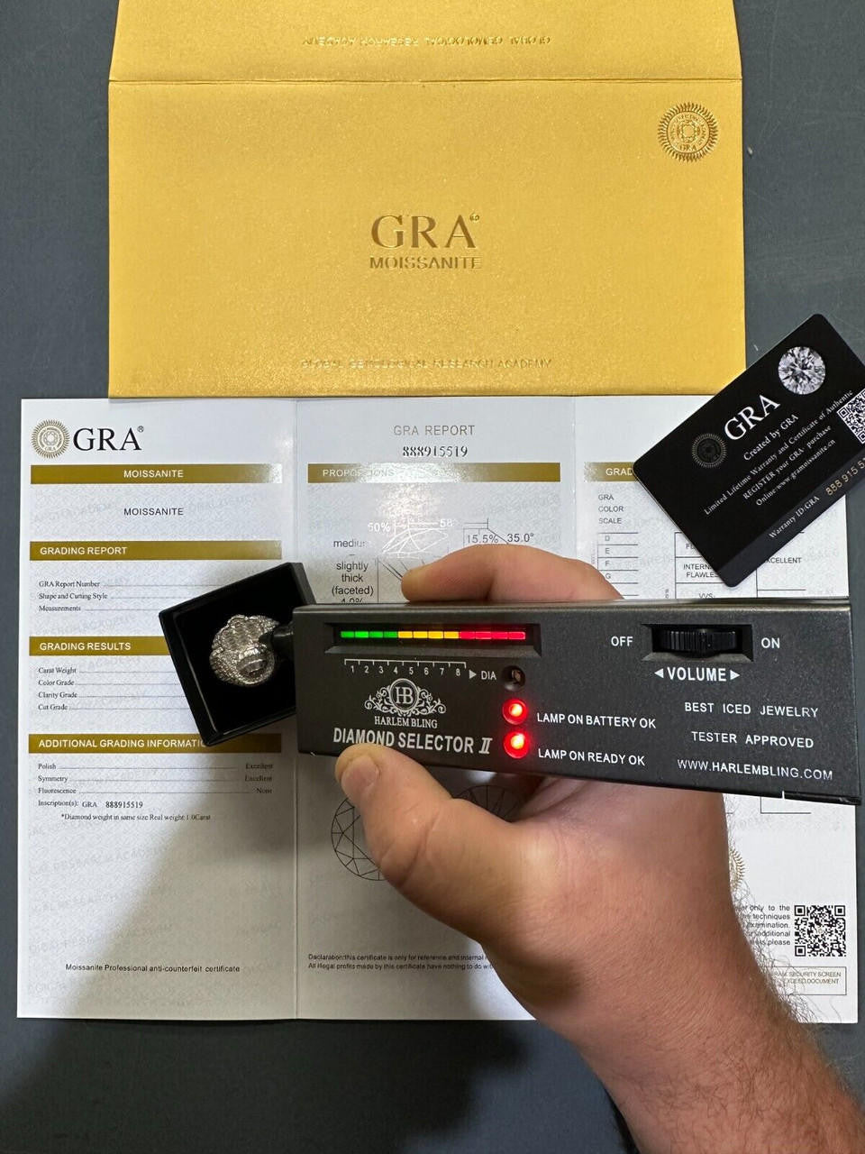 HarlemBling MOISSANITE Baguette Hamsa Ring Men's Solid 925 Silver Passes Tester Iced Hip Hop