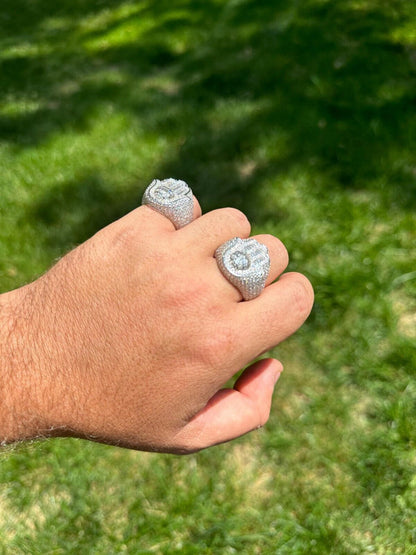 HarlemBling MOISSANITE Baguette Hamsa Ring Men's Solid 925 Silver Passes Tester Iced Hip Hop