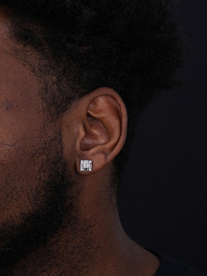 HarlemBling MOISSANITE Baguette Modern Look Iced Out Earrings - 925 Silver - 8mm