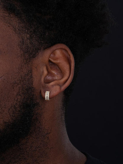 HarlemBling MOISSANITE Baguette Small Huggie Hoops - 14k Gold Vermeil 925 Silver - 12mm