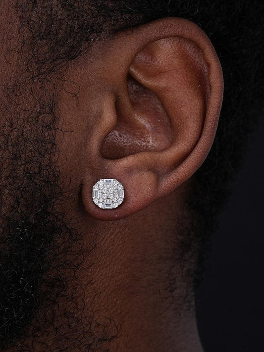 HarlemBling MOISSANITE Baguette Star Iced Out Earrings - 14k Gold Vermeil 925 Silver - 10mm