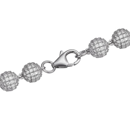 HarlemBling MOISSANITE Bead Ball Dogtag Bracelet - 925 Silver - 4mm-10mm - 7.5"-8.5"