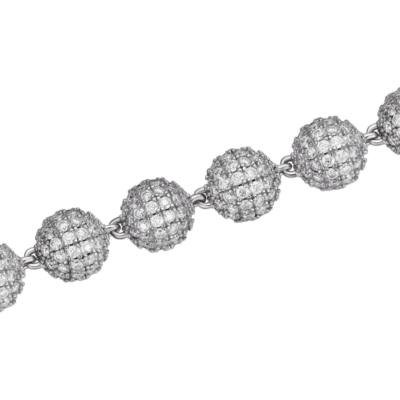 HarlemBling MOISSANITE Bead Ball Dogtag Bracelet - 925 Silver - 4mm-10mm - 7.5"-8.5"