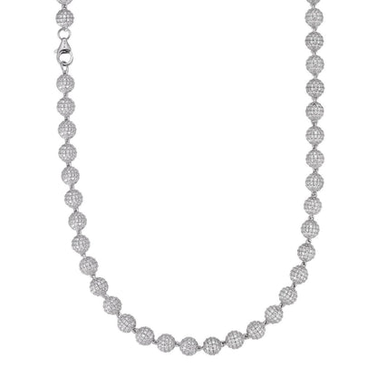 HarlemBling MOISSANITE Bead Ball Dogtag Necklace Chain - 925 Silver - 4mm-10mm - 16"-30"