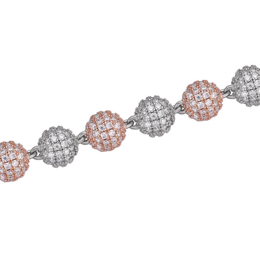 HarlemBling MOISSANITE Bead Ball Dogtag Necklace Chain - Rose Gold Vermeil & 925 Silver - 4mm-10mm - 16"-30"